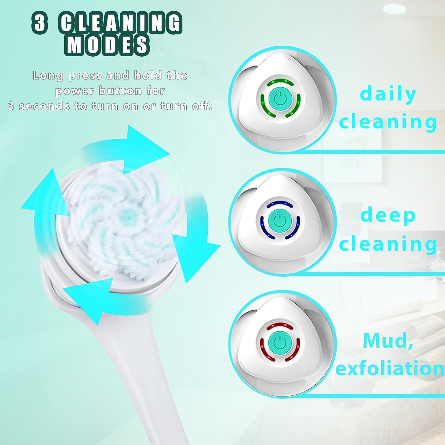6 In 1 Rechargeable Electric Shower Brush Set For Cleansing