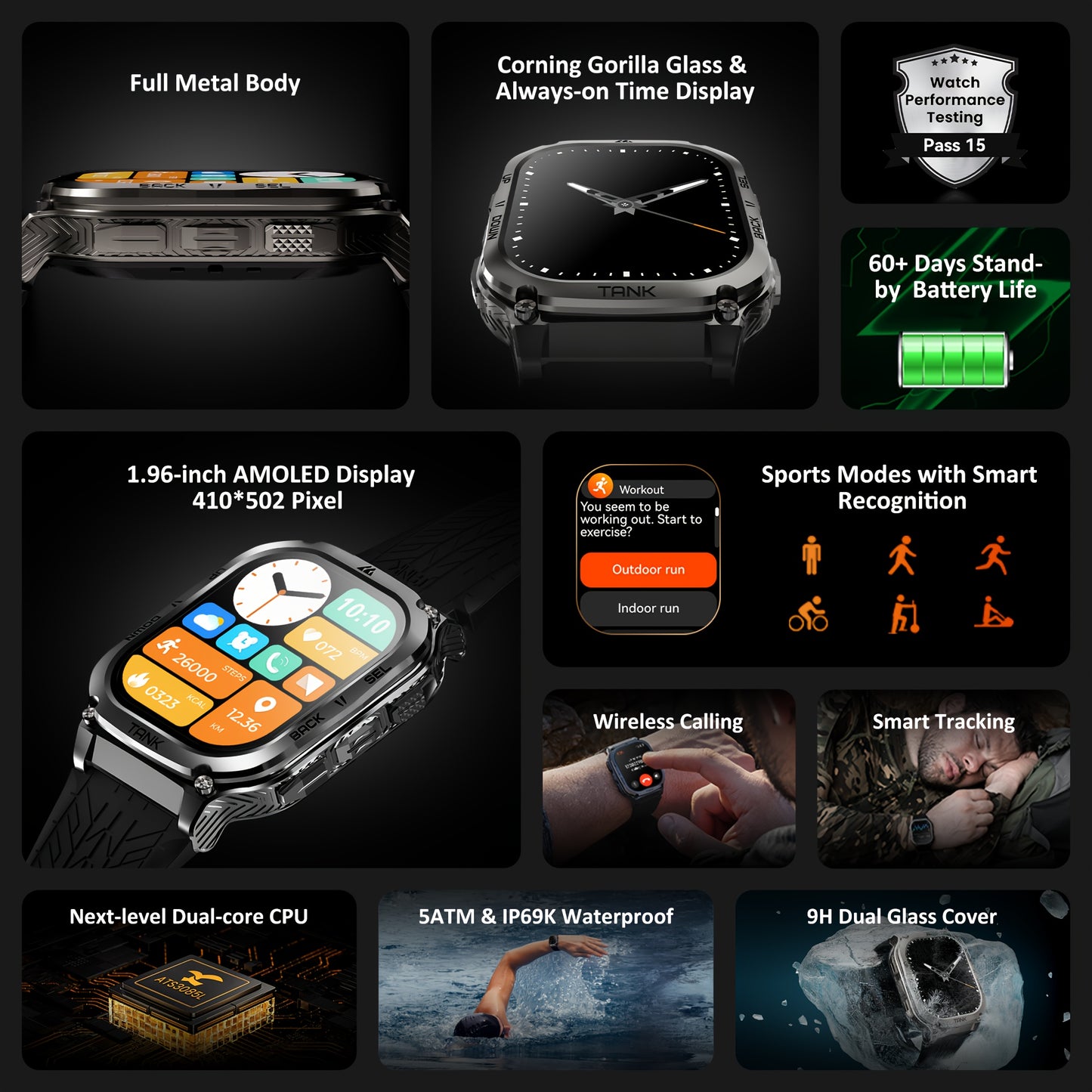 KOSPET M3 Rugged Smart Watch with Long Battery Life