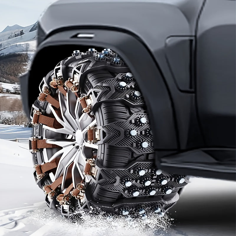 Universal Adjustable Snow Chains for Cars SUVs Sedans Pack