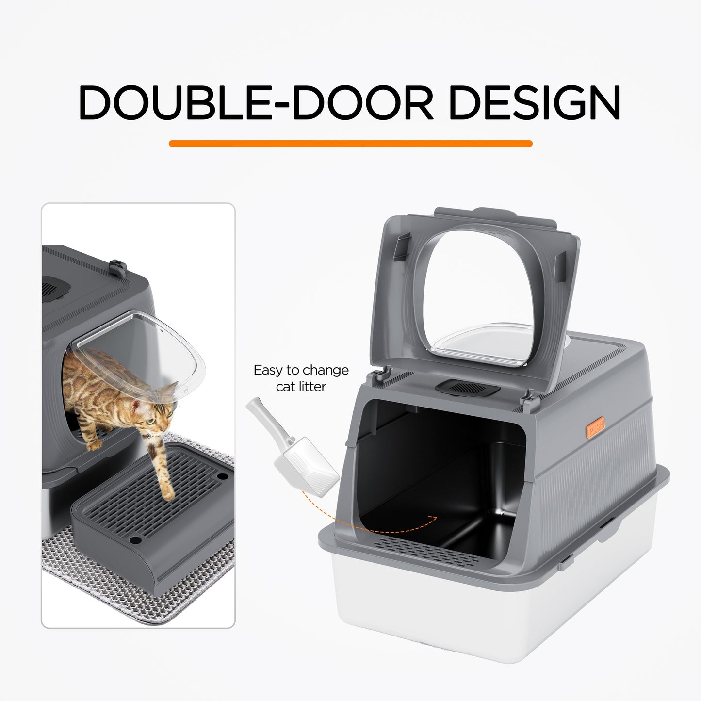 CITYLIFE Extra Large Stainless Steel Enclosed Cat Litter Box