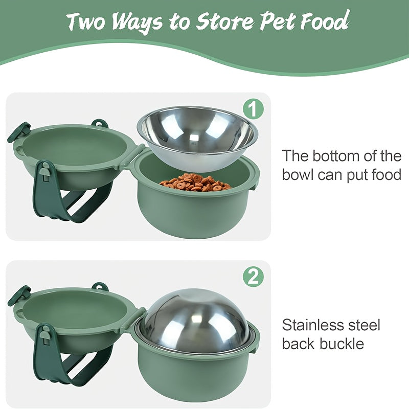 Portable Foldable Pet Travel Bowl With Secure Lid Design