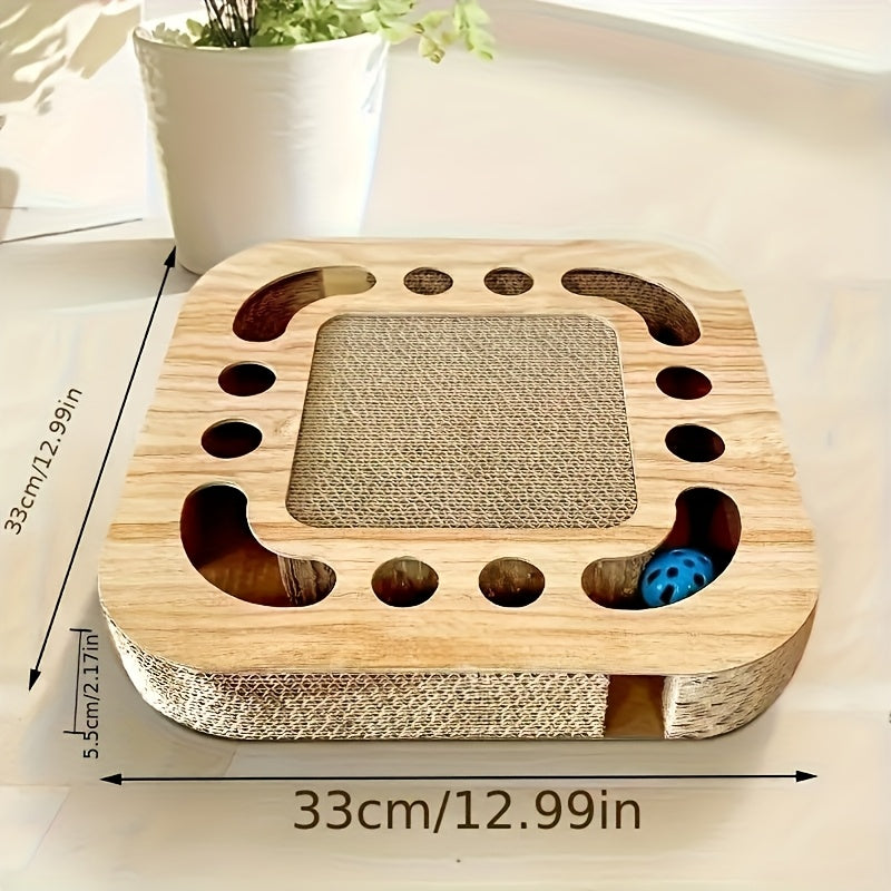 Interactive Cardboard Cat Scratching Toy With Ball Run