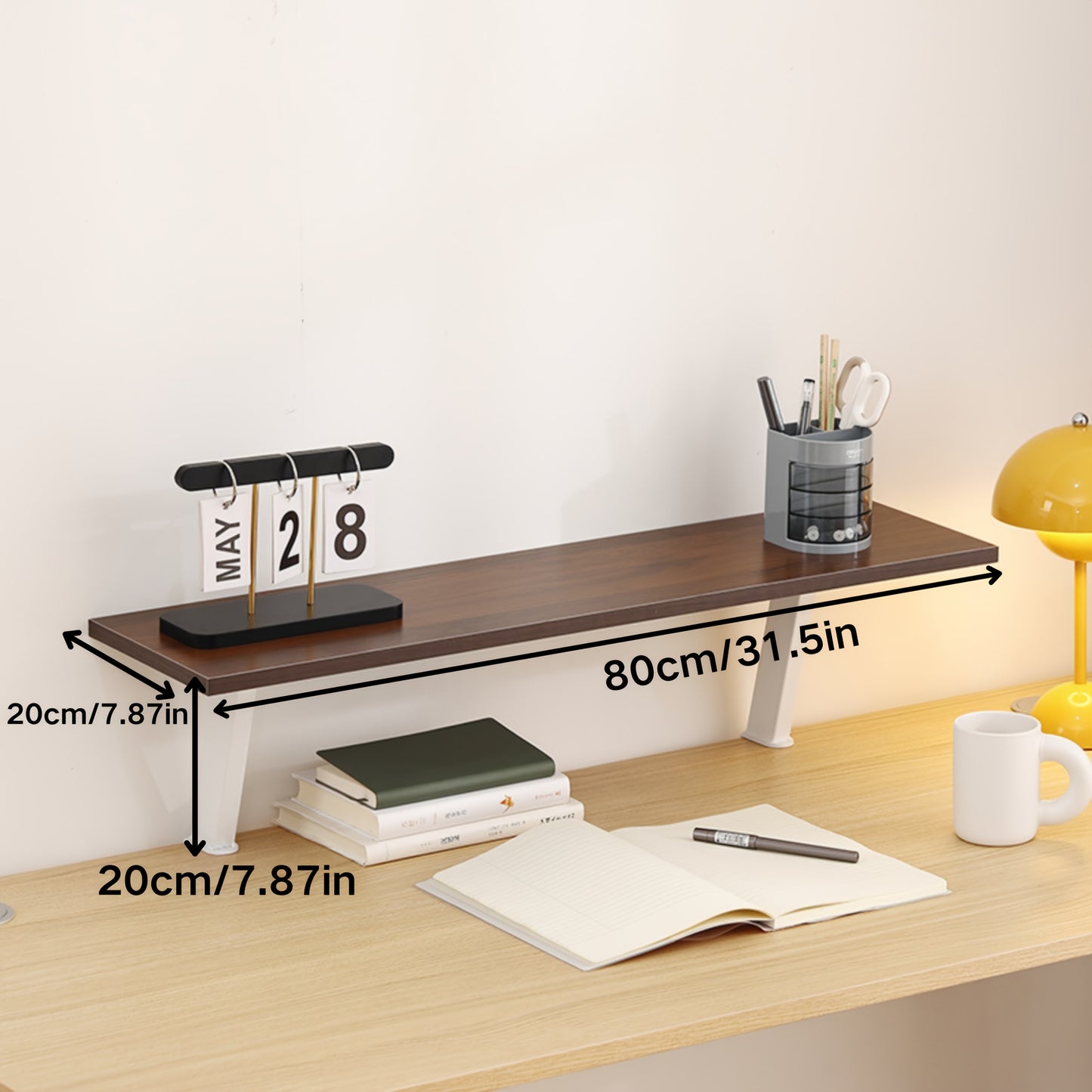 Floating Desk Shelf No Drill Mount Multilevel Organizer
