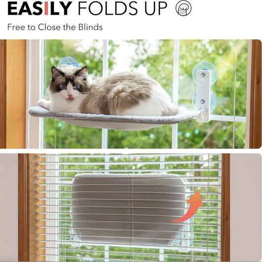 Foldable Cat Window Perch With Iron Frame And Suction Cups