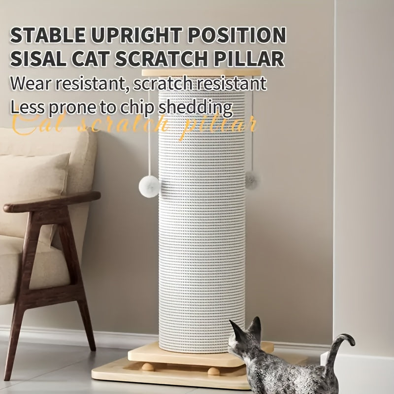 Vertical Sisal Cat Scratching Post With Hanging Ball Toy
