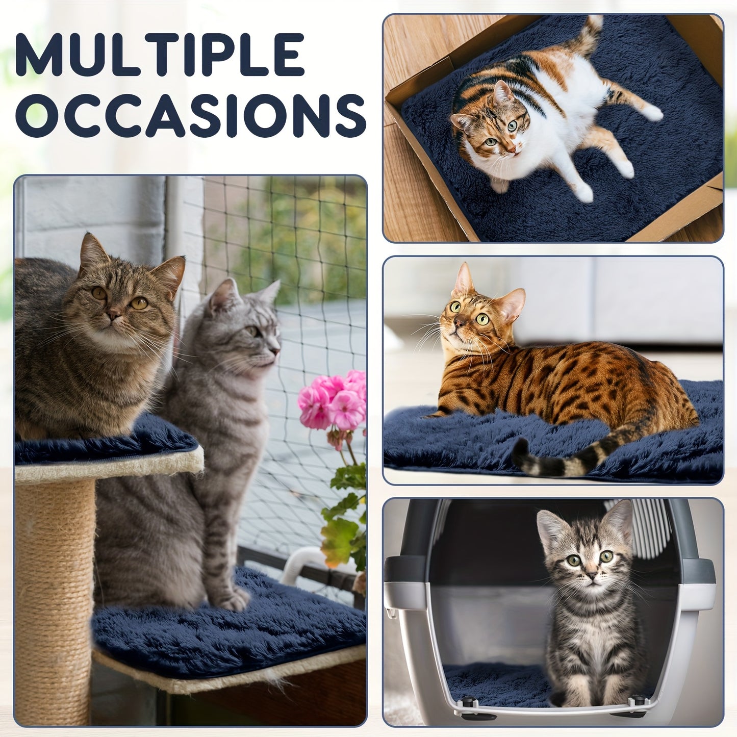 Self Warming Pet Calming Pad With Faux Fur Plush Mat