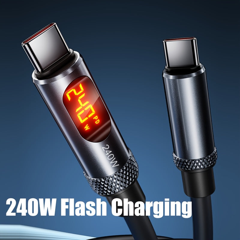 240W Fast Charging USB C Cable With Real Time Display