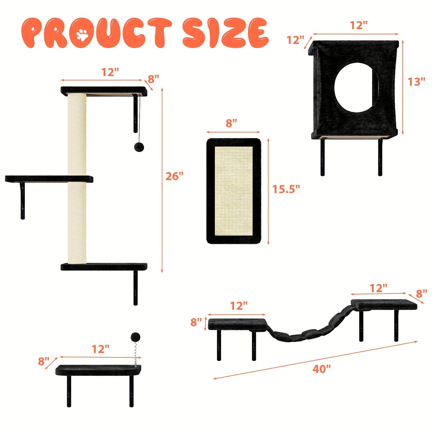 Modern Cat Wall Shelves 5pcs Cat Climber Floating Perch Set