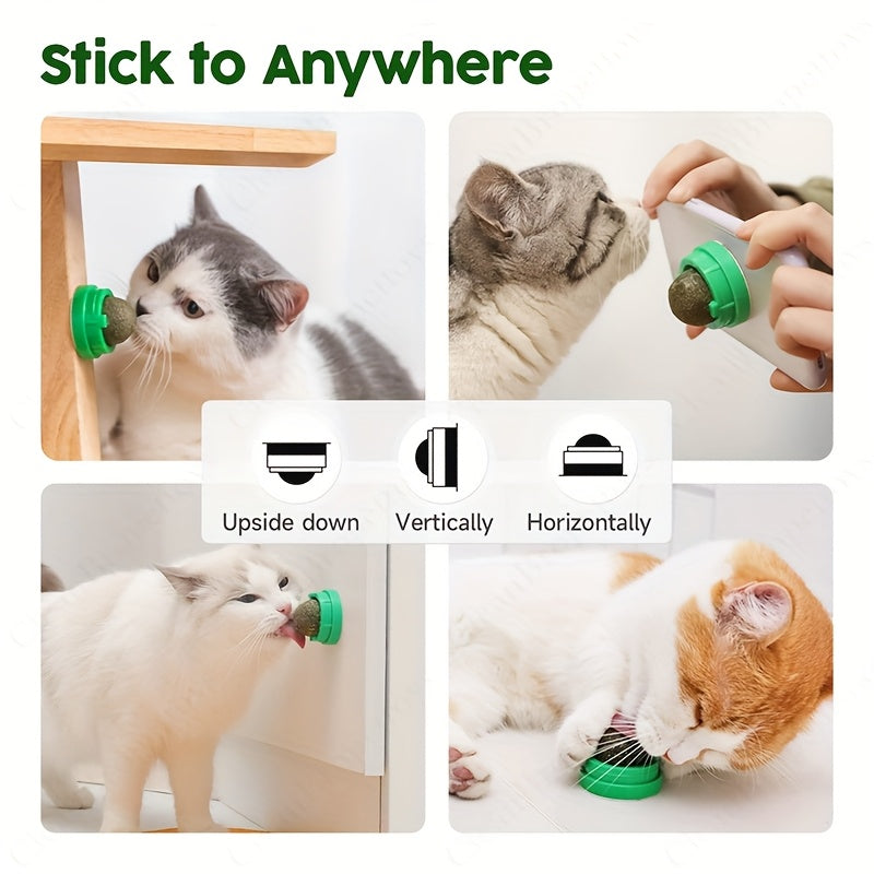 Cat Mint Grass Ball Chew Toy For Dental Care Wall Mounted