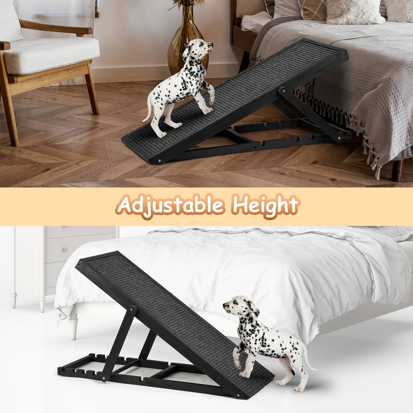 Folding Wooden Pet Ramp With Adjustable Height For SUV