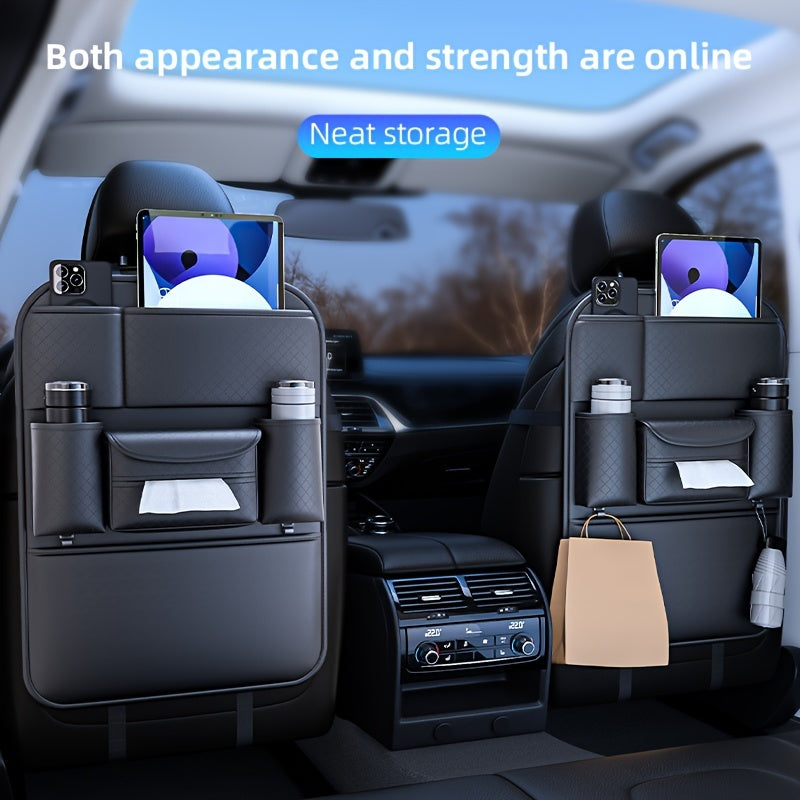 PU Leather Large Capacity Backrest Storage Bag Car Seat Organizer