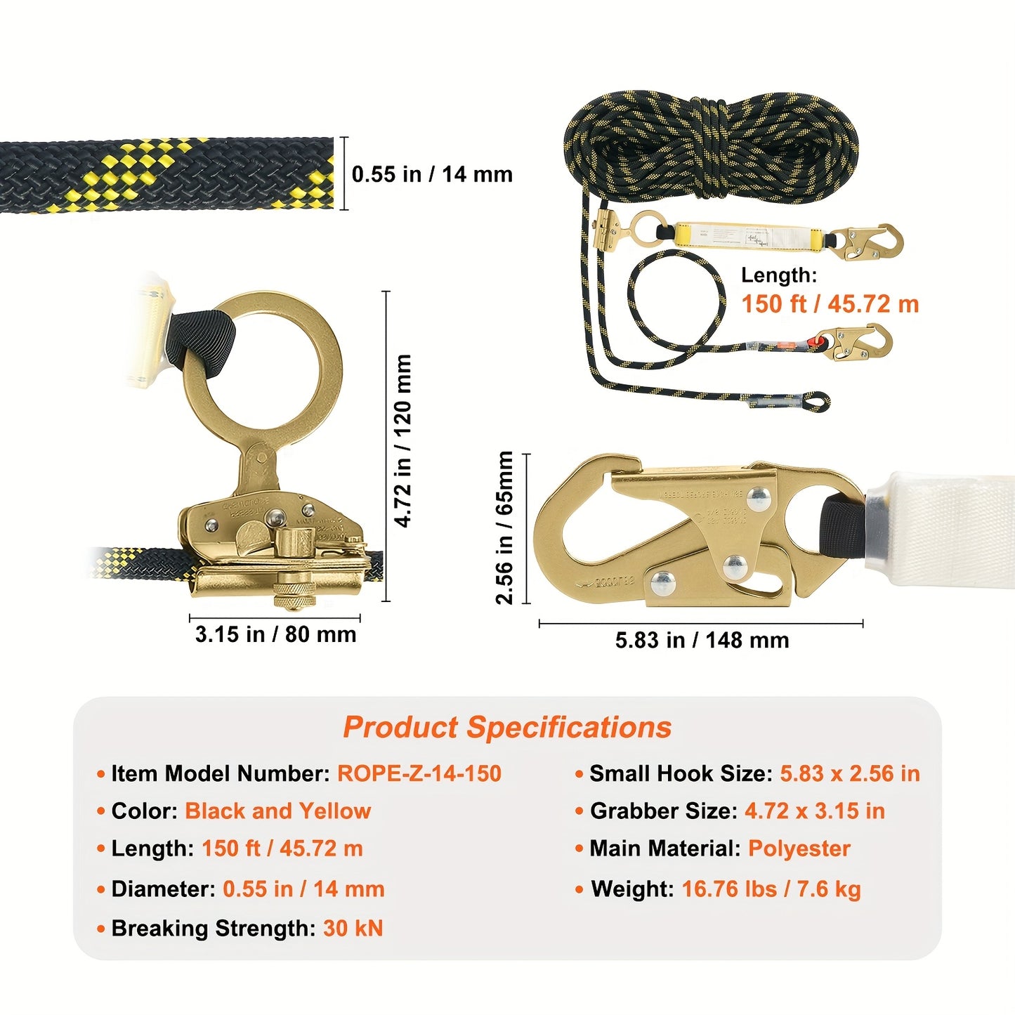 High Strength Climbing Rope For Rock Climbing Safety Gear