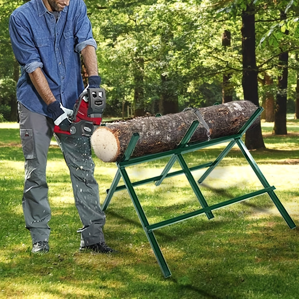 Foldable Steel Log Sawhorse for Easy Chainsaw Cutting
