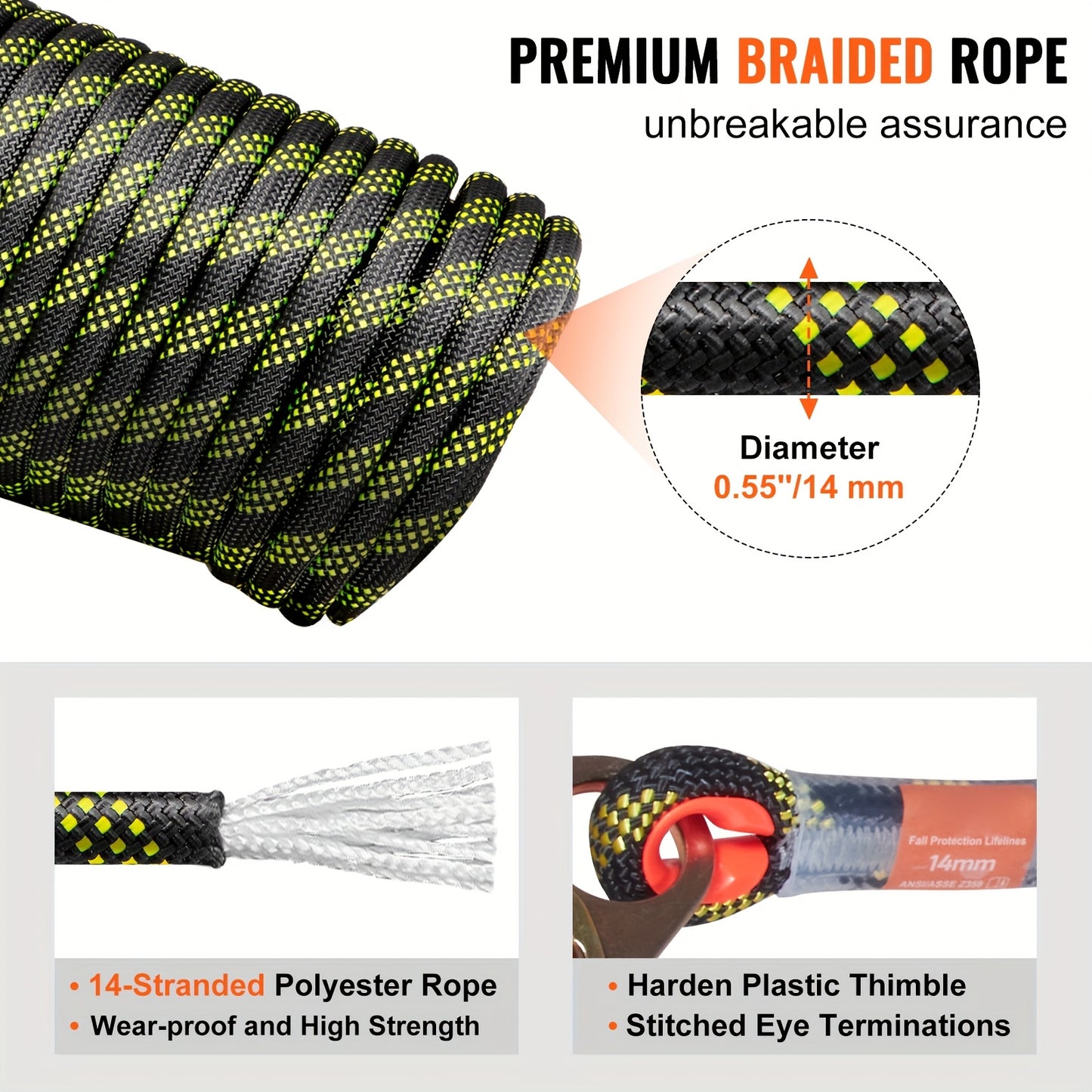 High Strength Climbing Rope For Rock Climbing Safety Gear