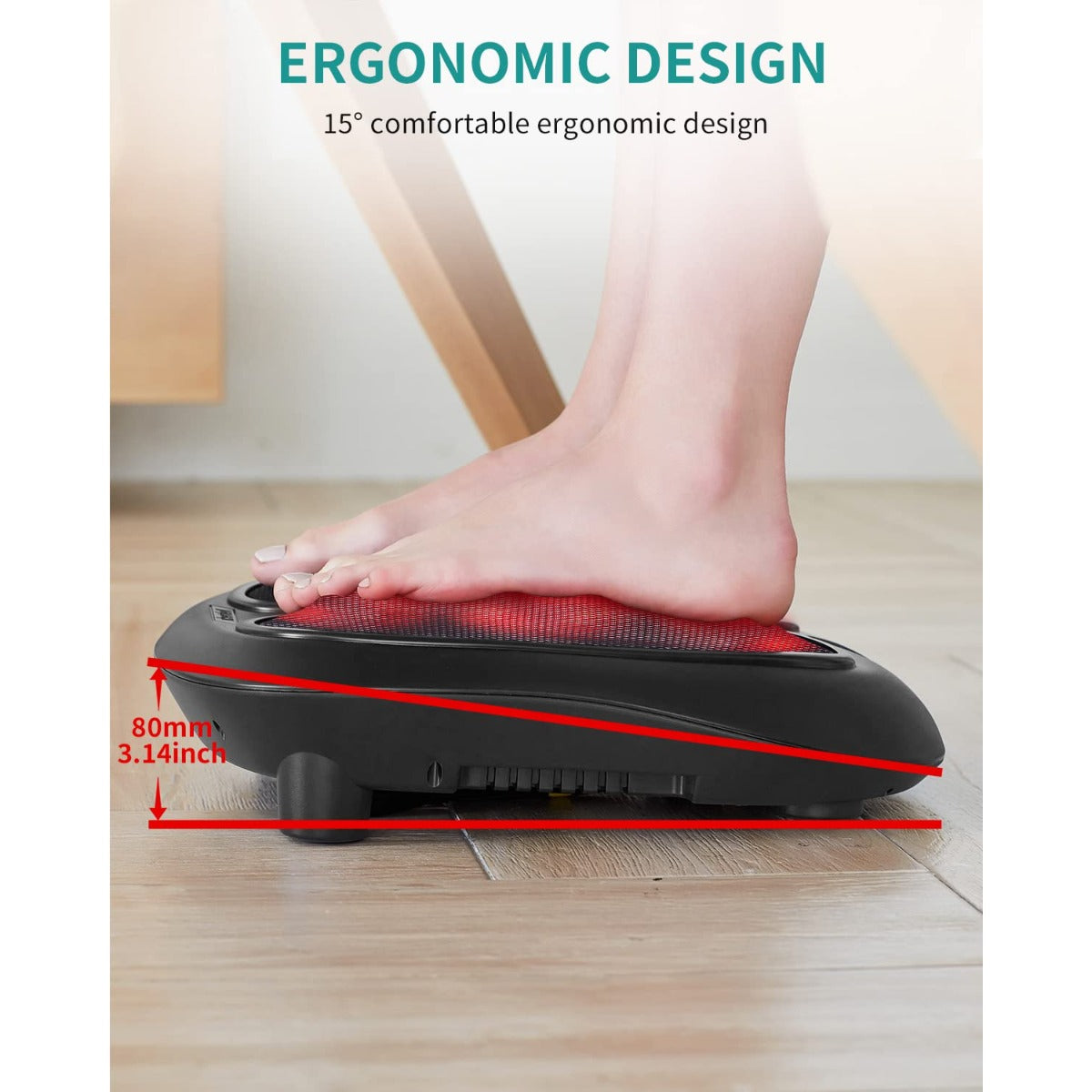 Nekteck Foot Massager with Heat, Shiatsu Heated Kneading Foot Massager Machine, Gift for Her & Him, Built-in Heat Function and Power Cord (Black)