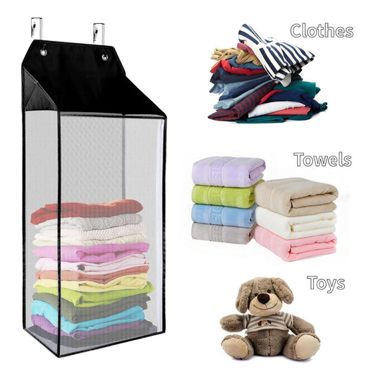 Foldable Wall Hanging Laundry Basket With Zipper For Door