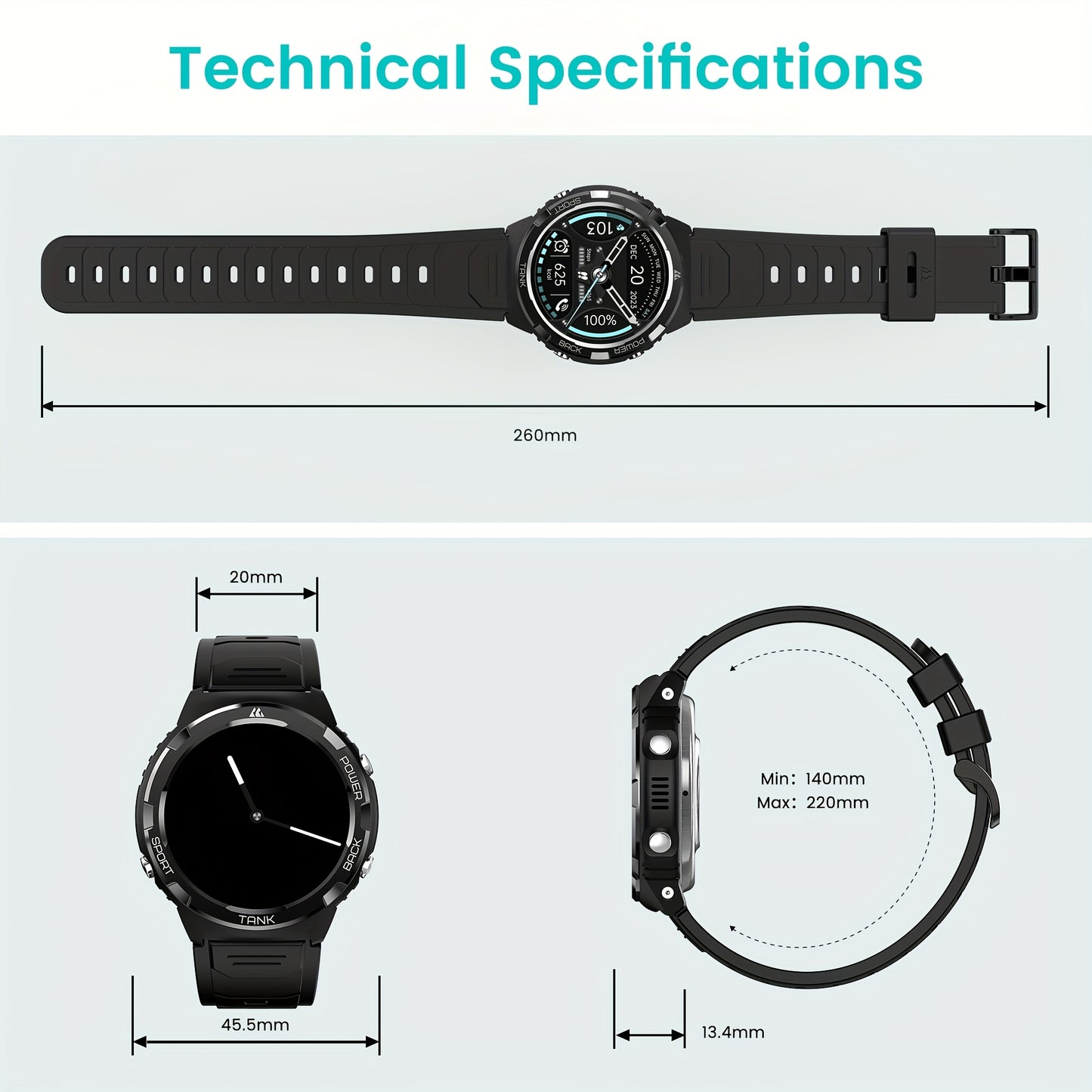 KOSPET TANK S1 Smartwatch with GPS and 5ATM Water Resistance