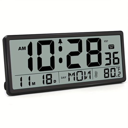 Large Display Digital Wall Clock with Temperature and Date