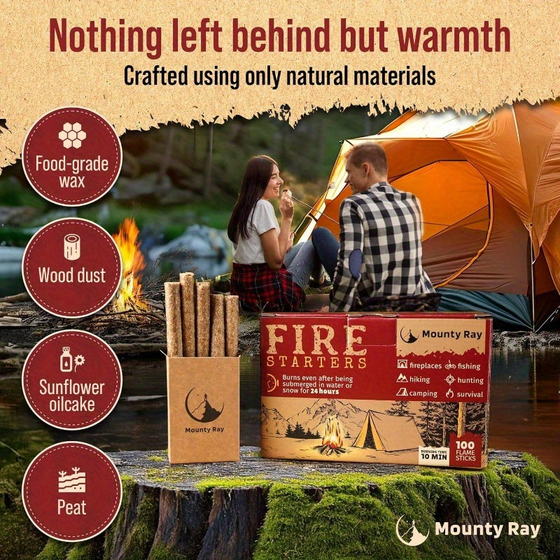 Natural Odorless Fire Starter Sticks All Weather Camping