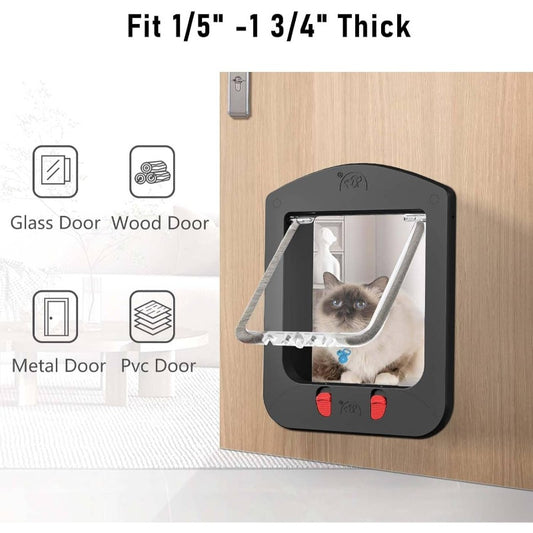 Pet Door With Four Way Locking Magnetic Flap And Collars