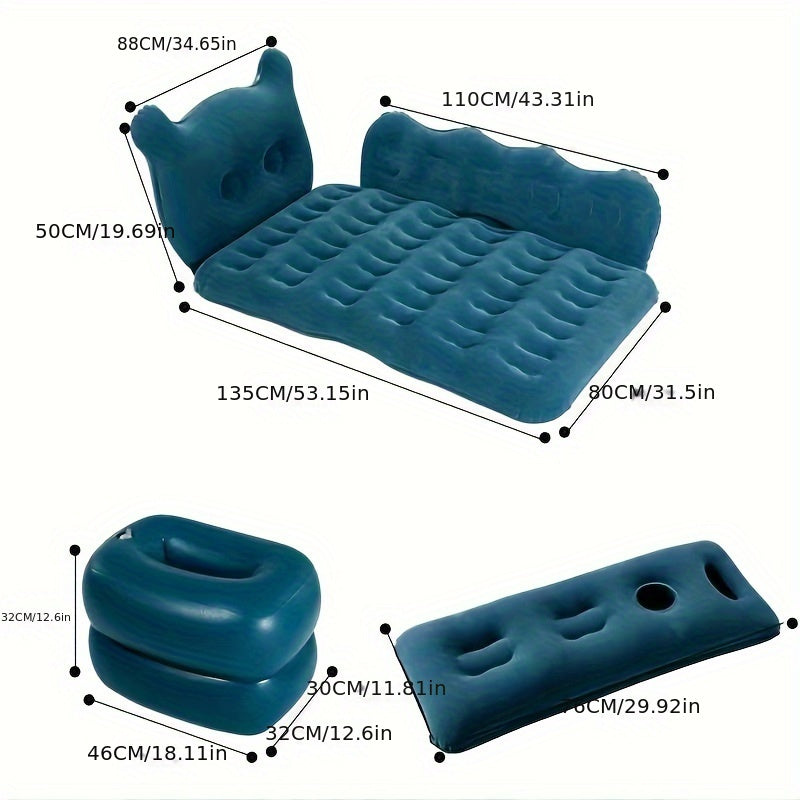 Bear Shaped Inflatable Car Bed For Rear Seat Travel PVC