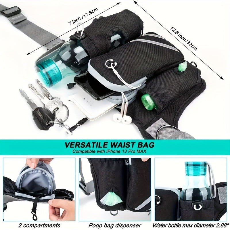 Extendable Hands Free Dog Leash Set With Pocket Waist Pack
