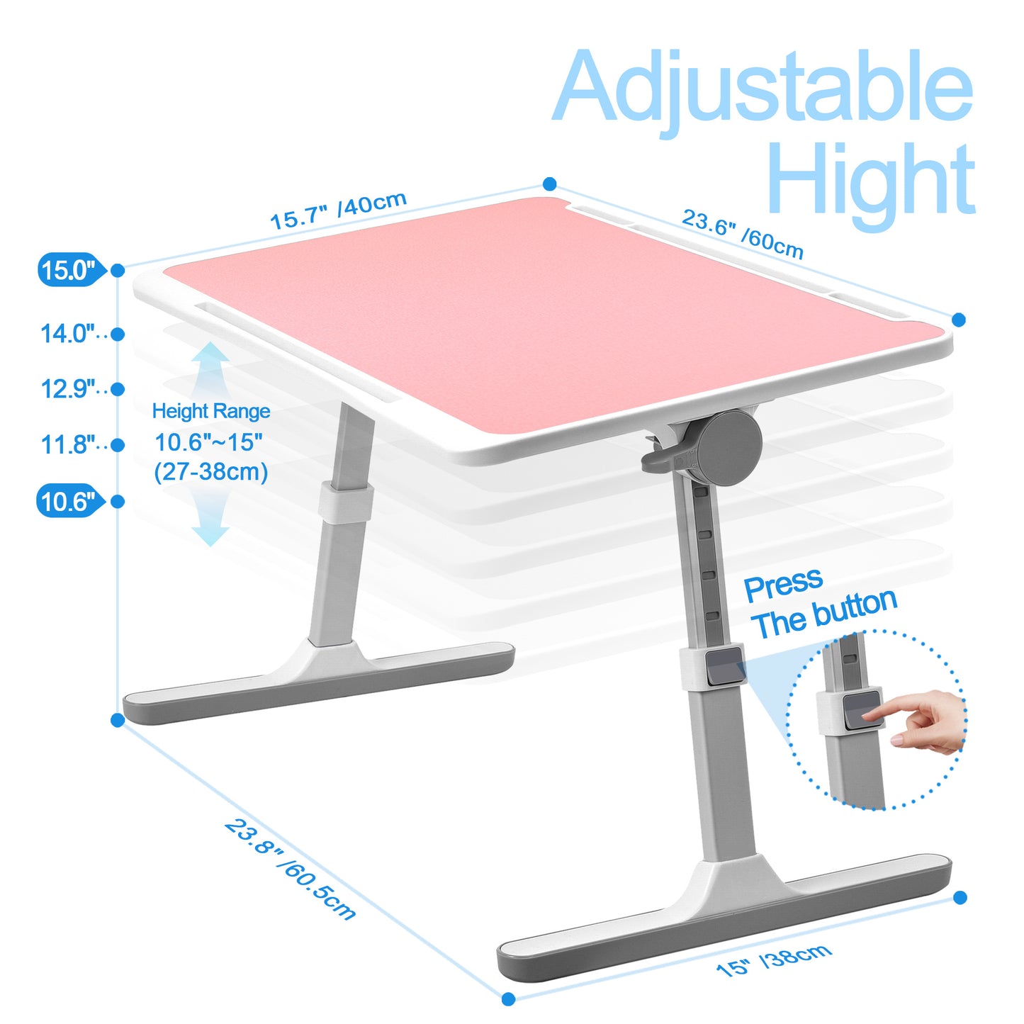 FWPP Adjustable Laptop Lap Desk Stand For Bed USB Light