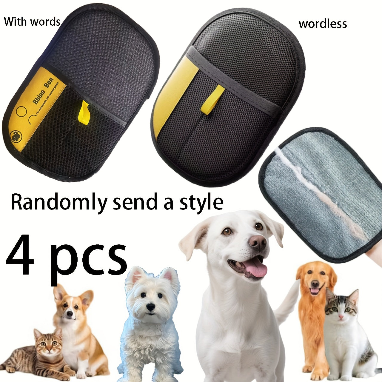 Upgraded Reusable Pet Hair Removal Gloves for All Breeds
