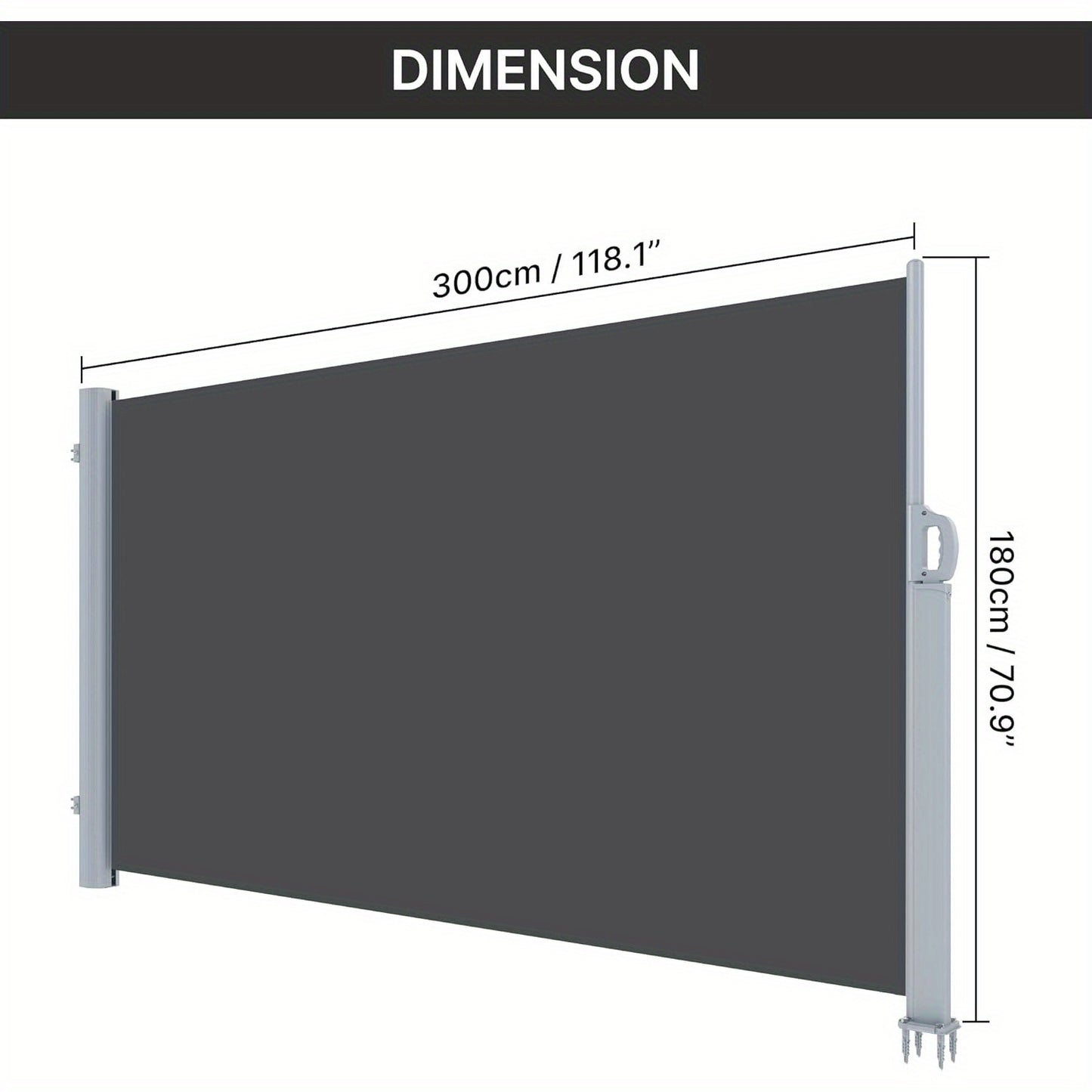 Retractable Side Awning Privacy Screen For Outdoor Spaces