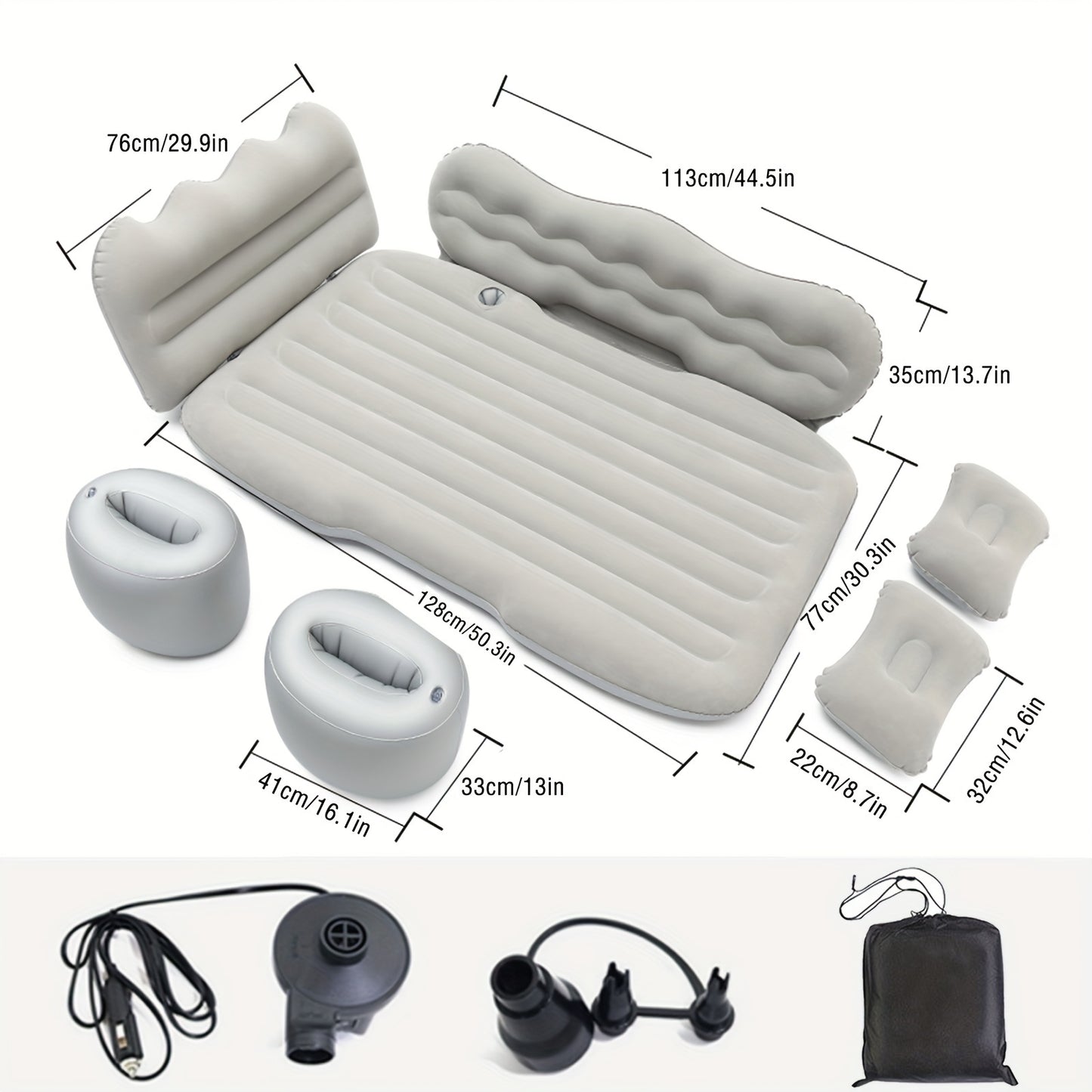 Portable Car Air Bed Kit With Pump And Pillows Camping