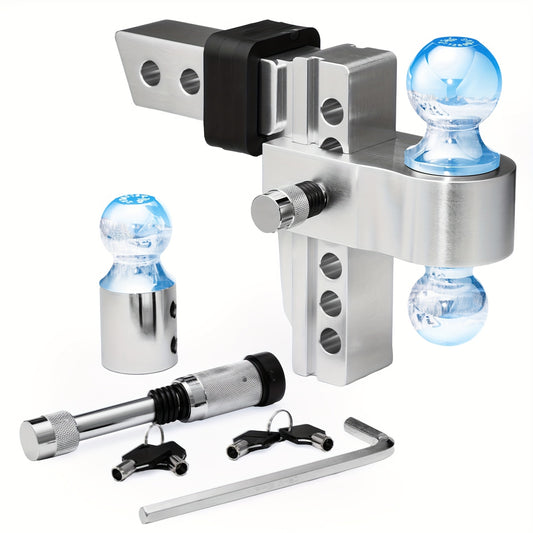 Heavy Duty Adjustable Drop Hitch with Tri-Ball and Anti-Theft