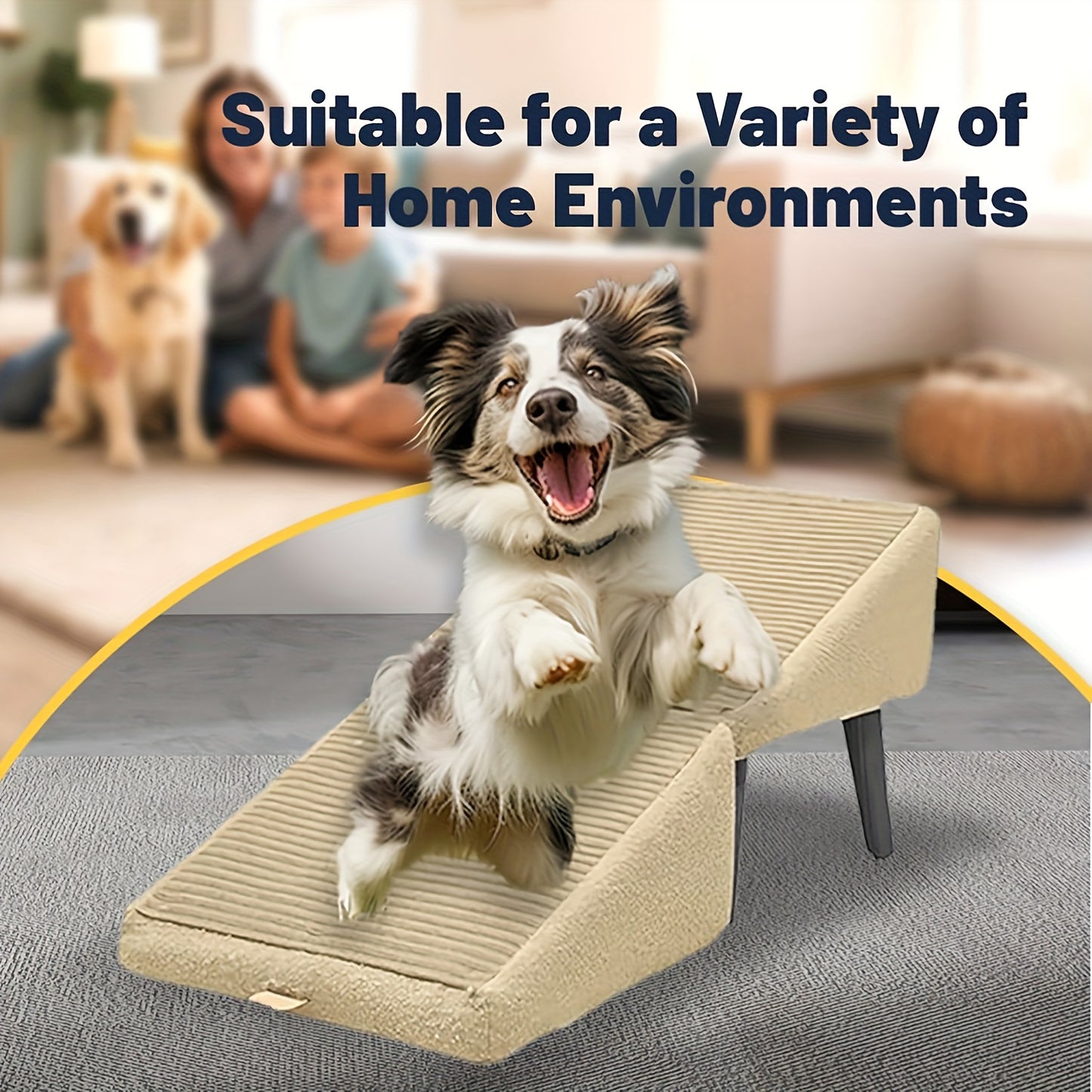 Foldable Pet Ramp And Stairs With Cushioned Surface