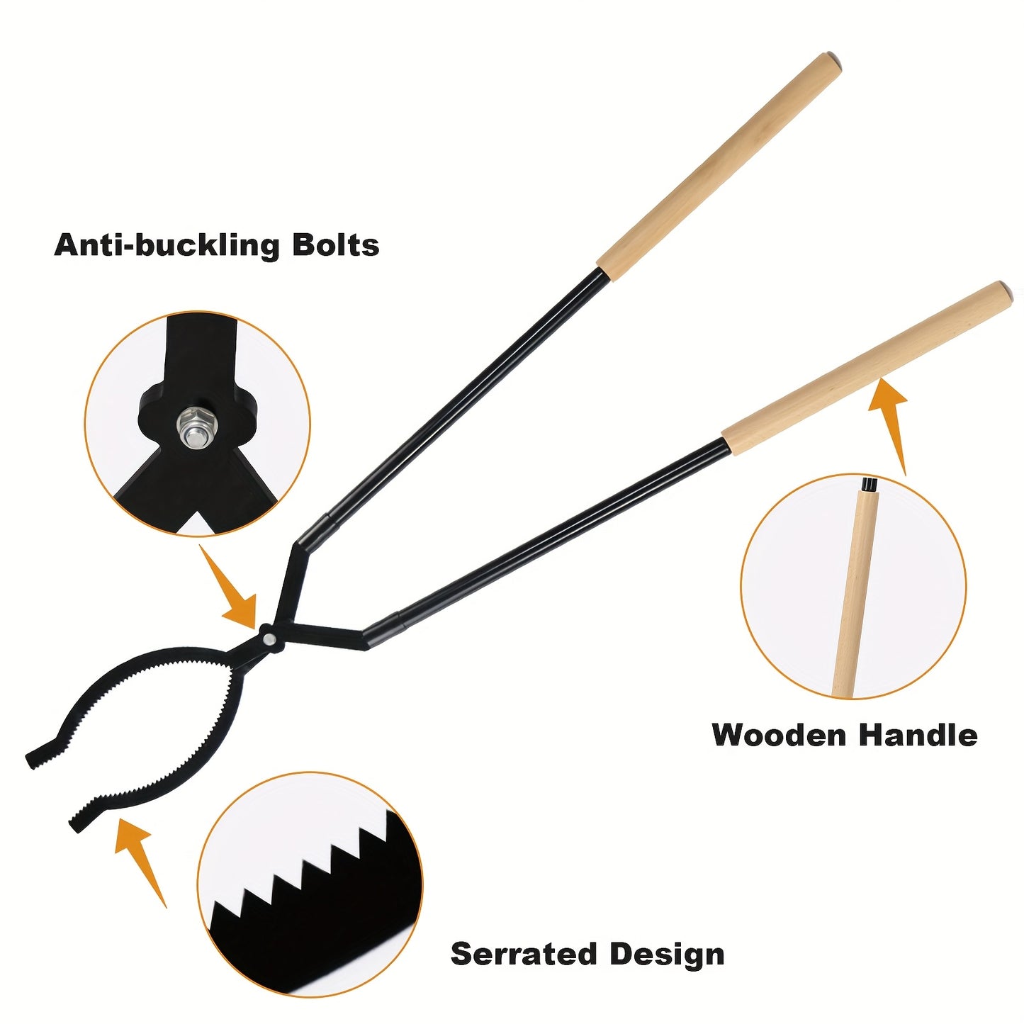 Heavy Duty Firewood Grabber Tongs for Campfire and Bonfire