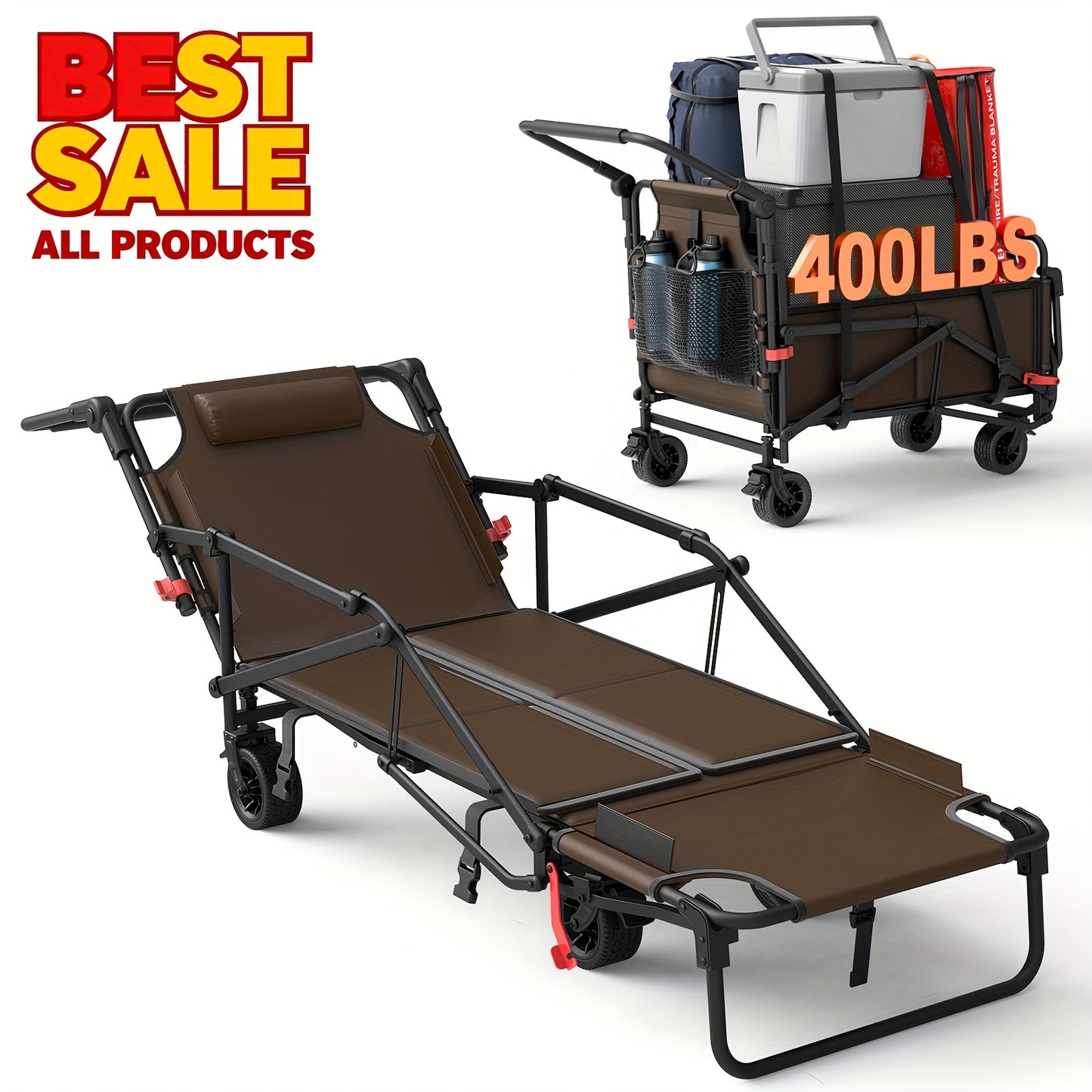 Two In One Folding Wagon Beach Chair All Terrain Grocery