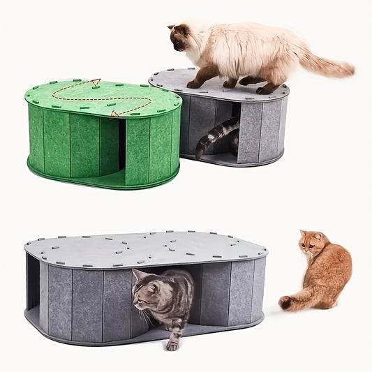 Felt Pet Nest Tunnel Bed with Scratching Board and Toy
