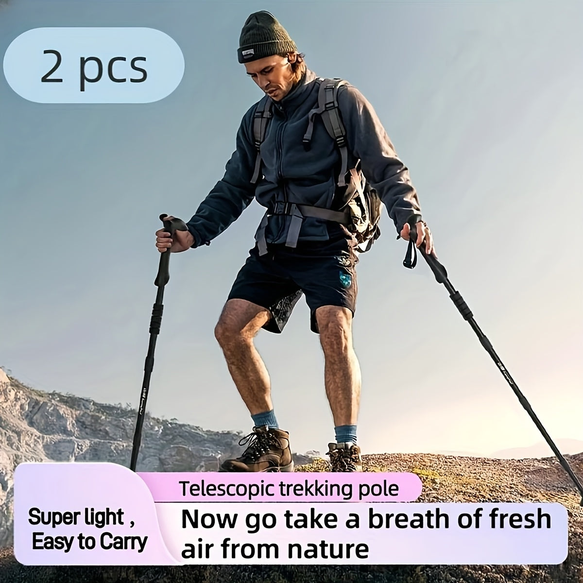 Ergonomic Aluminum Trekking Poles Adjustable Shockproof