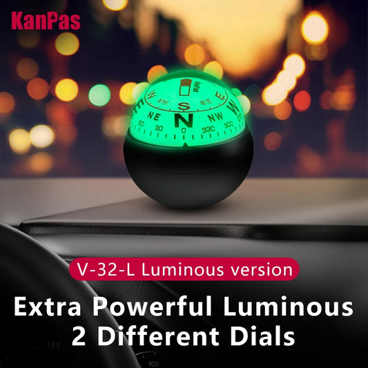 KANPAS Car Dashboard Compass Dual Dial Luminous Ball