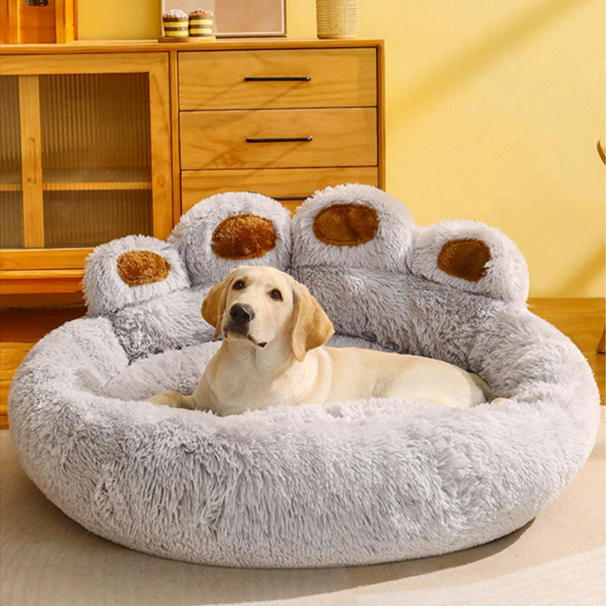 BeiYu Pet Fluffy Dog Bed Large Cozy Sleep Basket For Pets