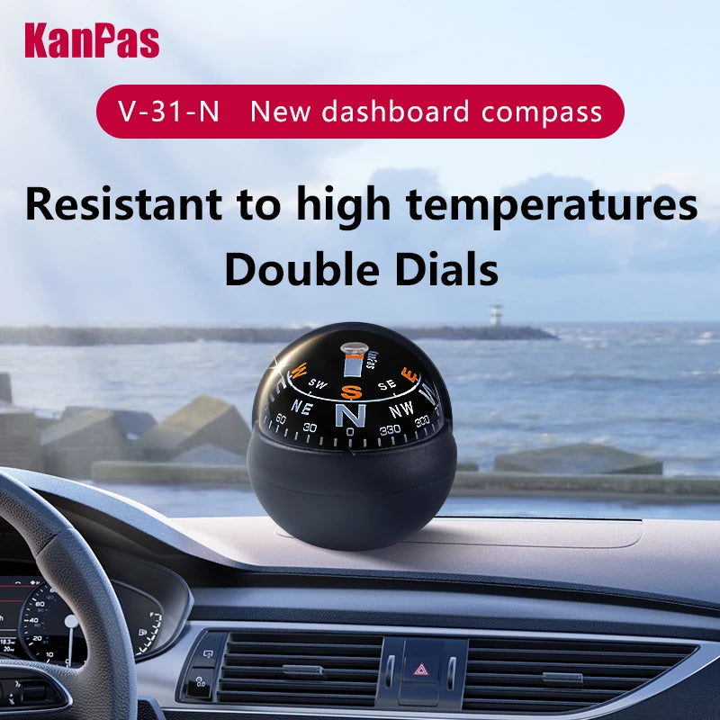 KANPAS Car Dashboard Compass Dual Dial Luminous Ball