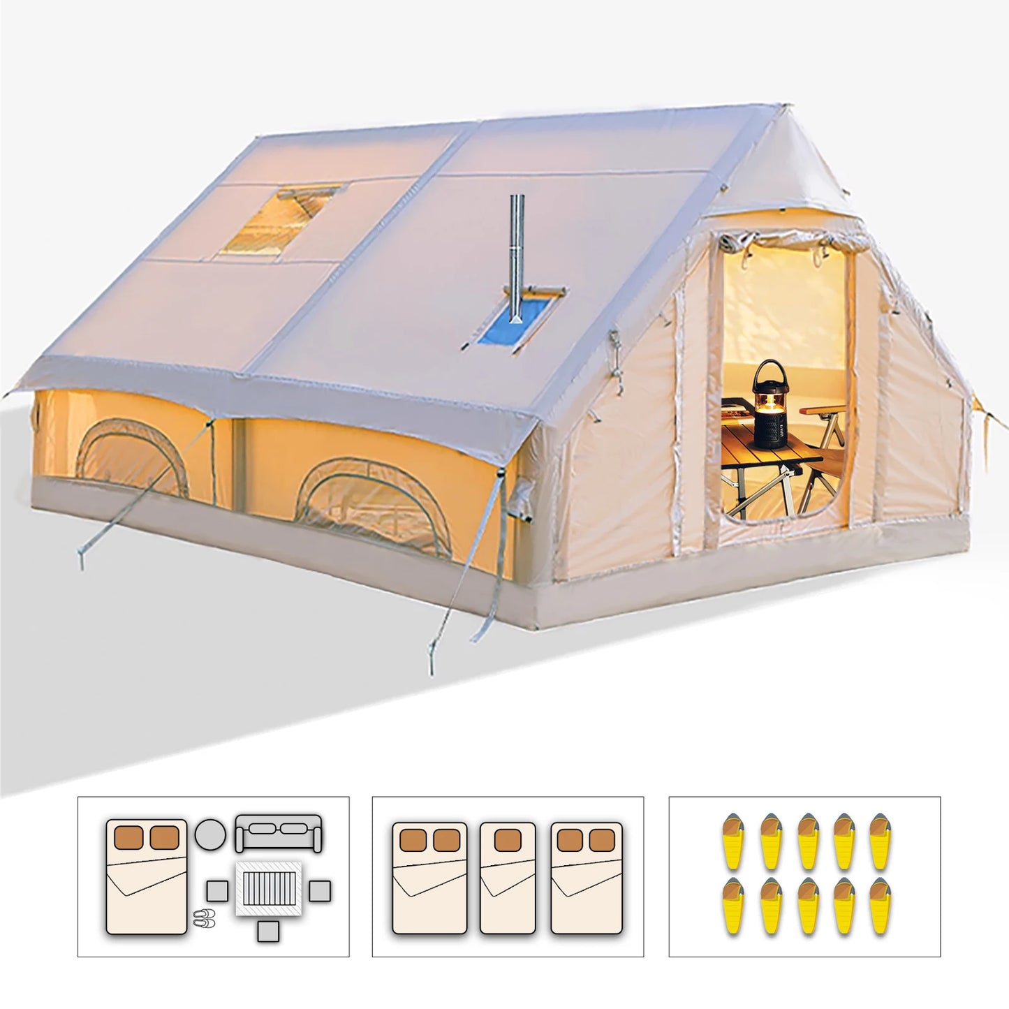 Building Inflatable Camping Tent Easy Setup With Hand Pump