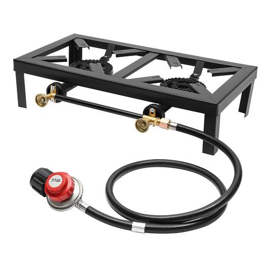 Portable Propane Camping Stove Double Burner Regulator Hose