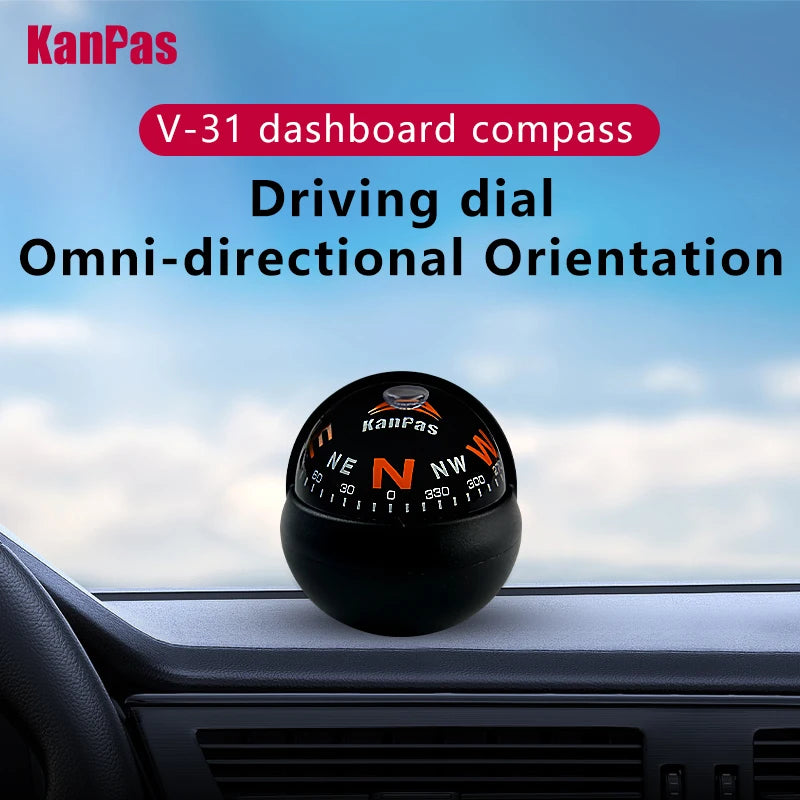 KANPAS Car Dashboard Compass Dual Dial Luminous Ball