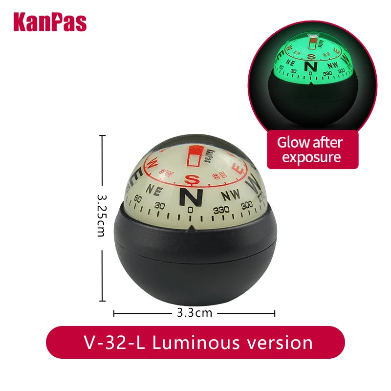 KANPAS Car Dashboard Compass Dual Dial Luminous Ball