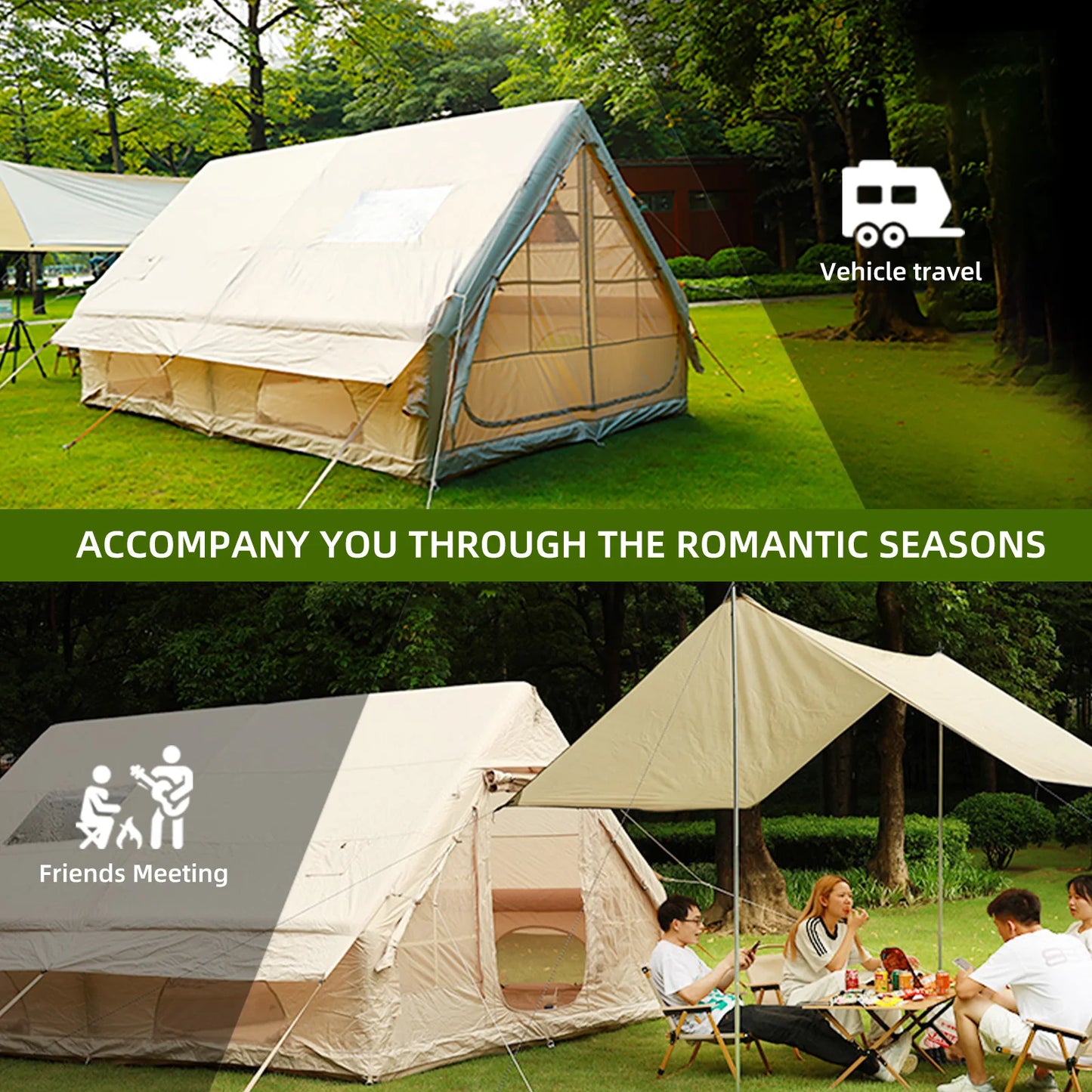 Building Inflatable Camping Tent Easy Setup With Hand Pump