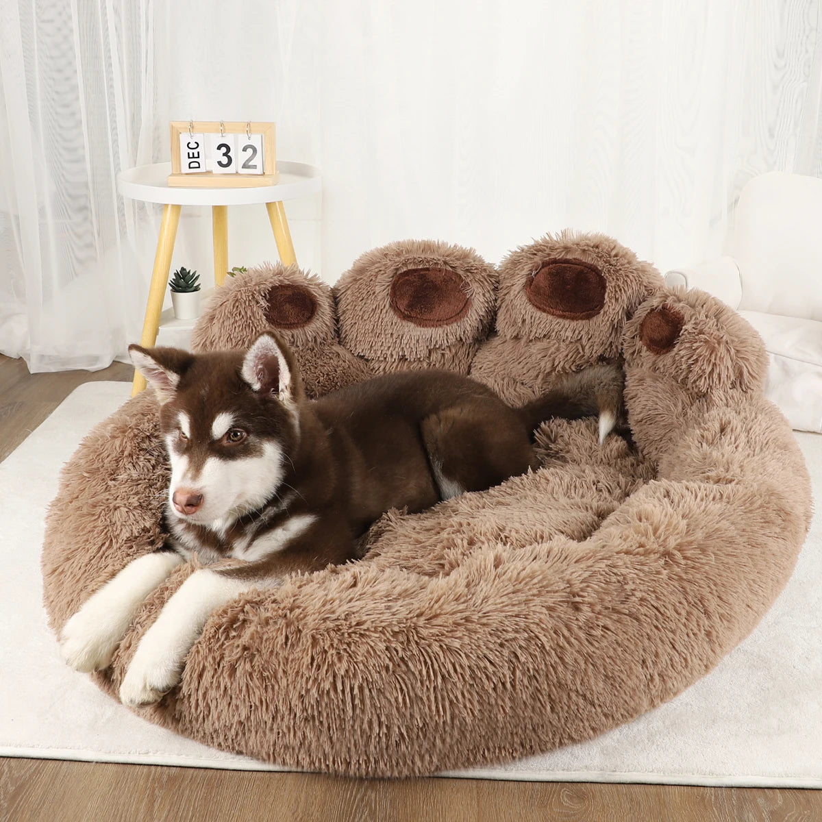 BeiYu Pet Fluffy Dog Bed Large Cozy Sleep Basket For Pets