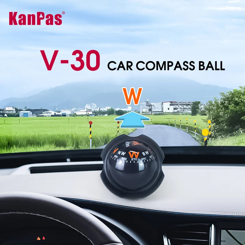 KANPAS Car Dashboard Compass Dual Dial Luminous Ball