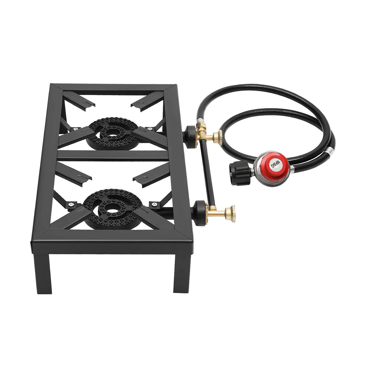 Portable Propane Camping Stove Double Burner Regulator Hose