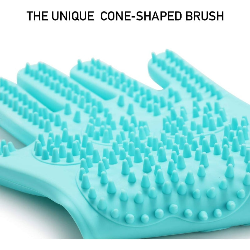 Pet Grooming Magic Gloves With Thick High Density Bristles