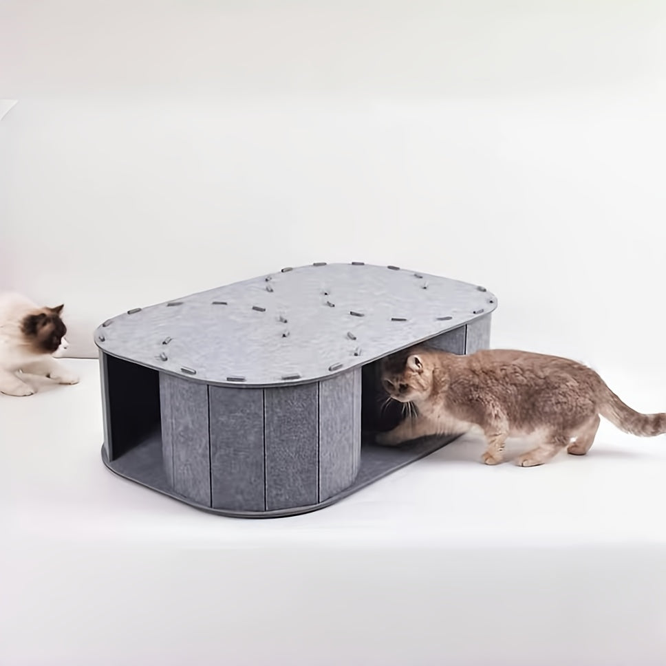 Felt Pet Nest Tunnel Bed with Scratching Board and Toy