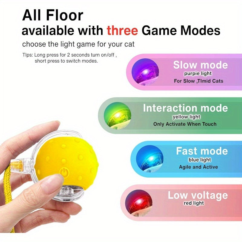 Motion Activated Rolling Ball Cat Toy With LED Lights